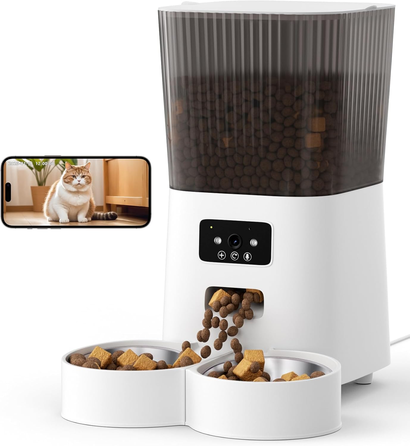 5L Smart Automatic Cat Feeder with Double Bowls & HD Camera – For Cats and Dogs