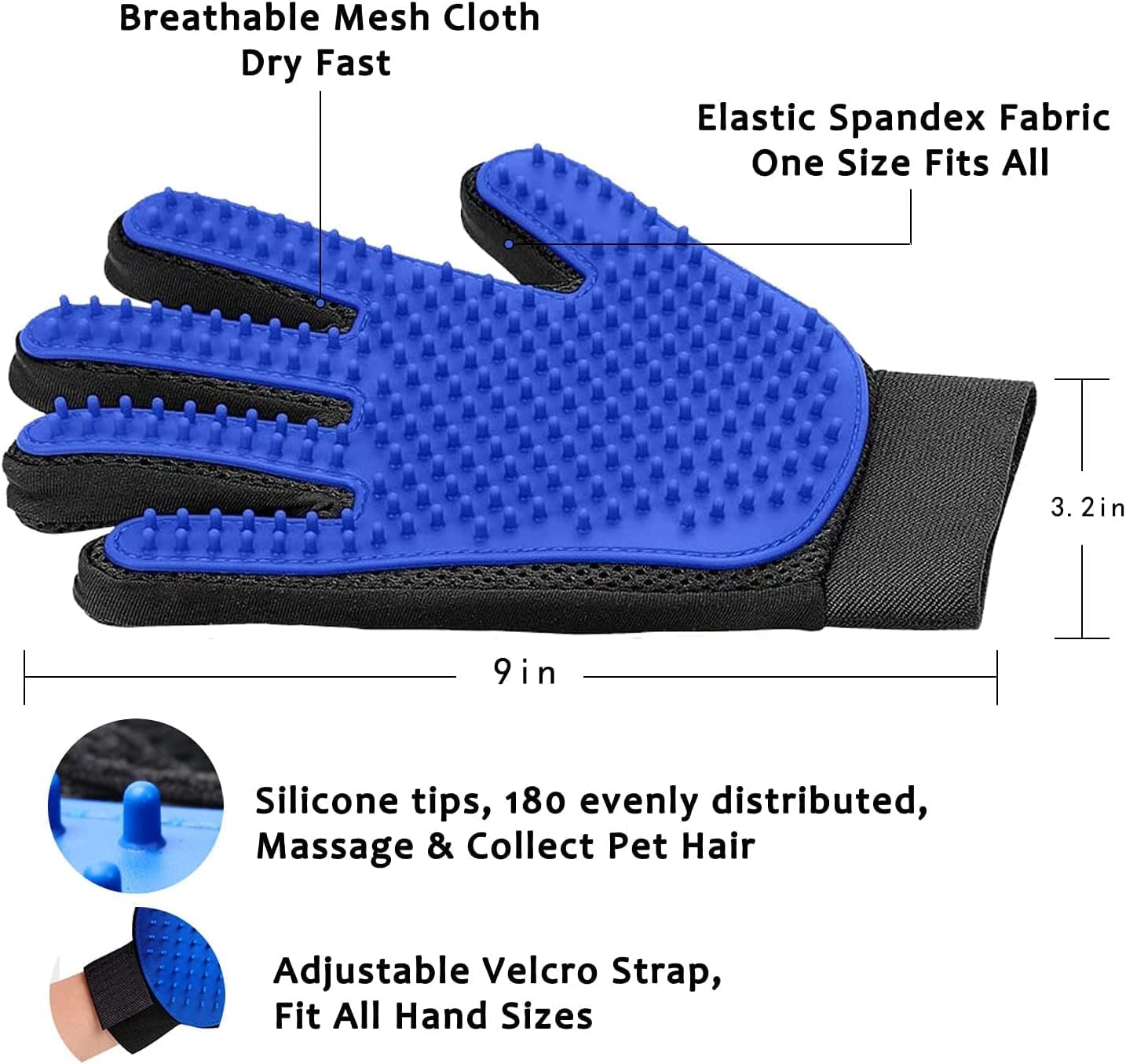 Cat Gloves for Grooming, Hair Removal & Massage - Dog & Cat