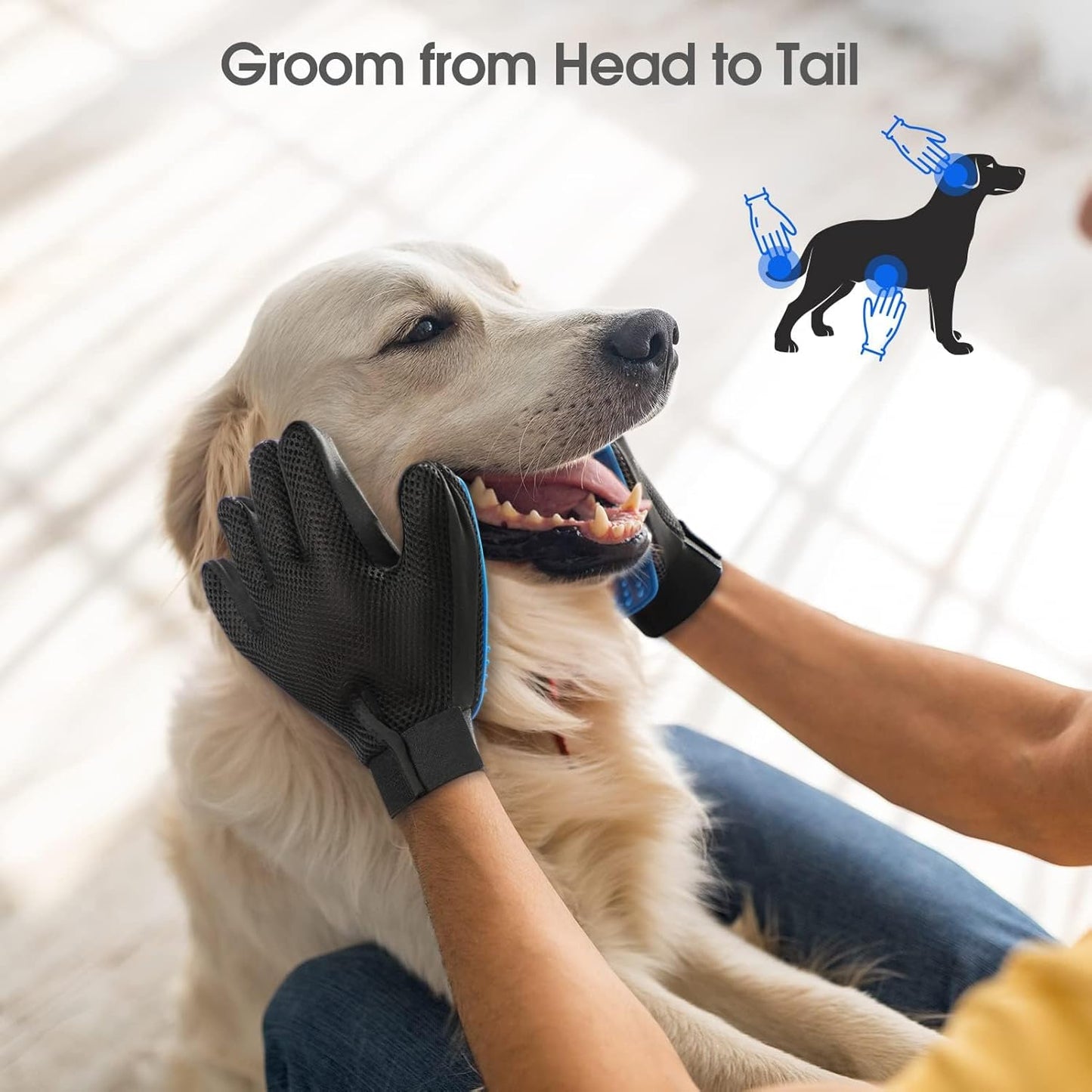 Cat Gloves for Grooming, Hair Removal & Massage - Dog & Cat
