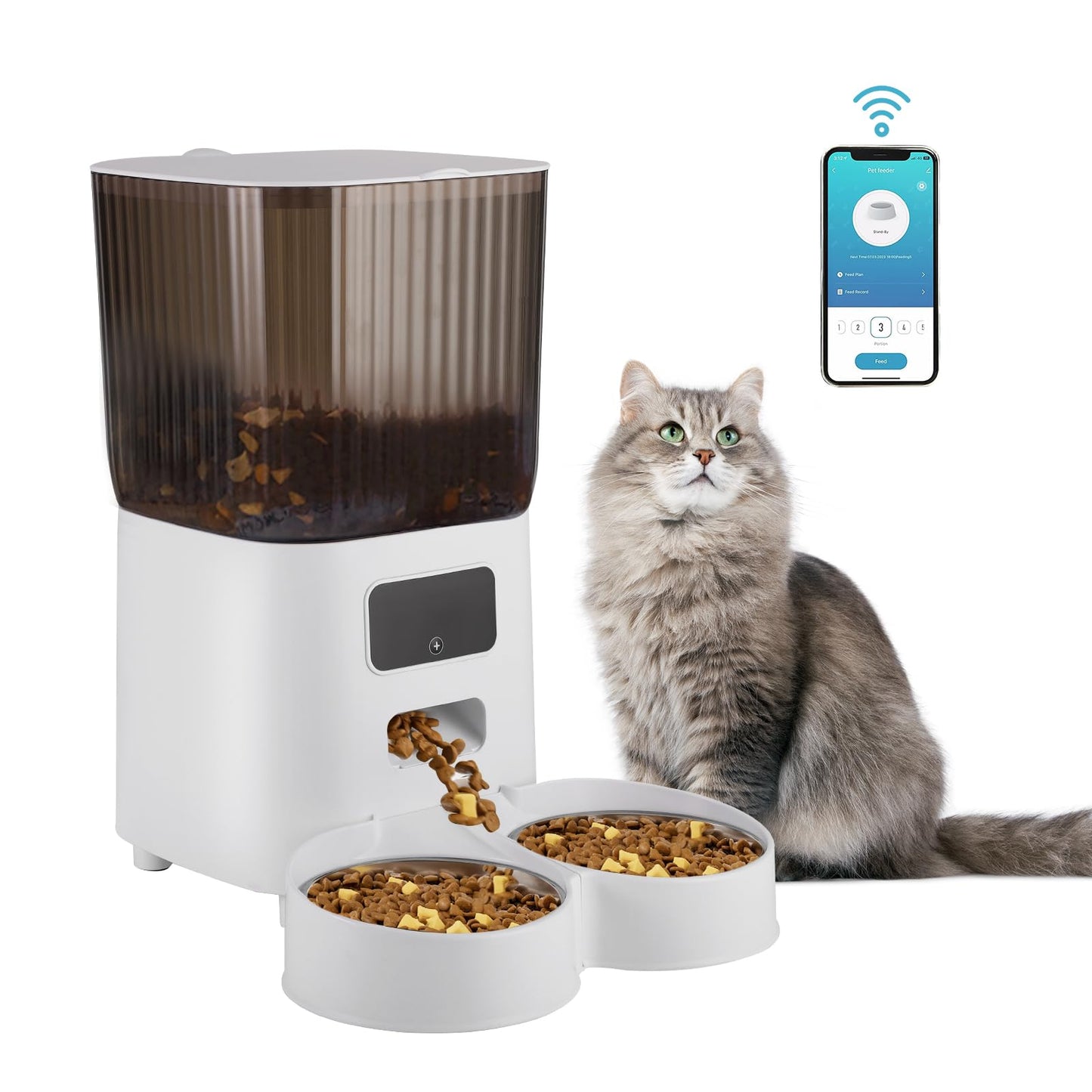 5L Smart Automatic Cat Feeder with Double Bowls & HD Camera – For Cats and Dogs