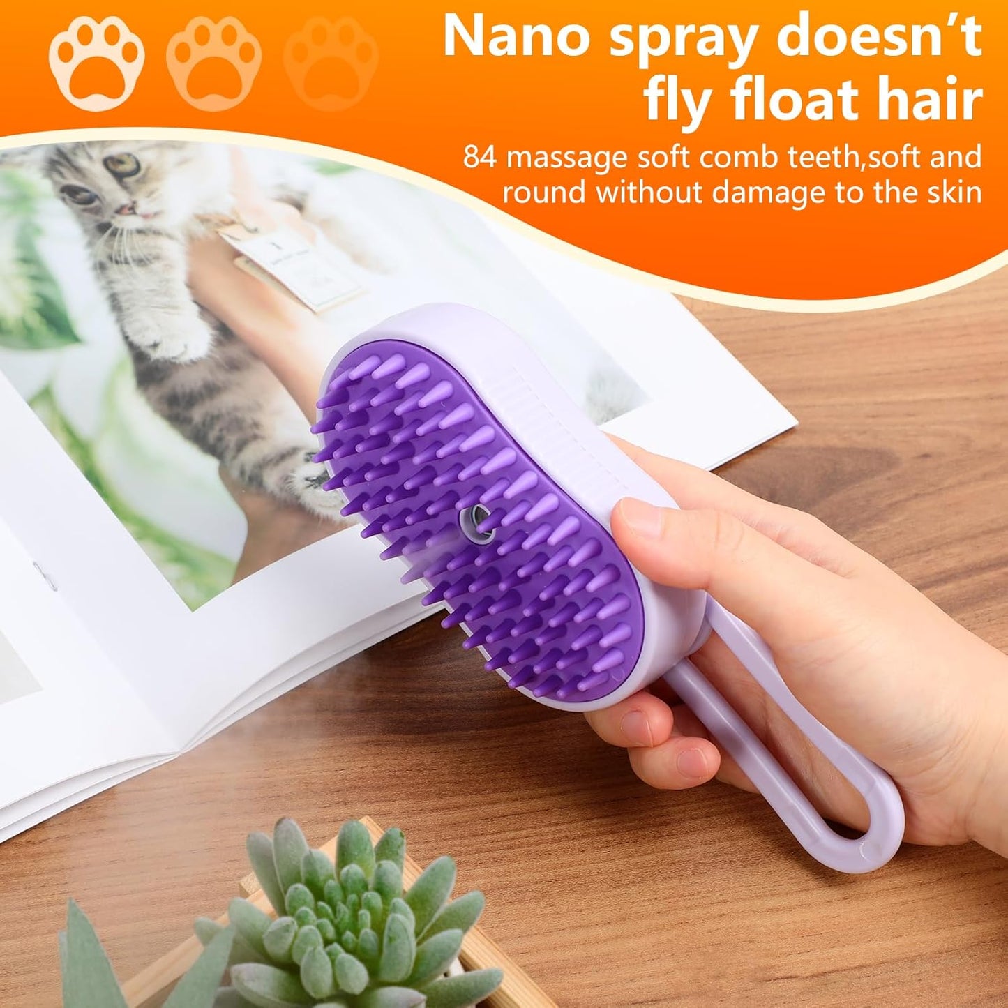 4-in-1 Cat & Dog Steam Grooming Brush – Massage, Cleaning & Combing