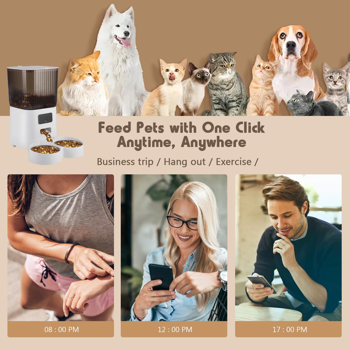 5L Smart Automatic Cat Feeder with Double Bowls & HD Camera – For Cats and Dogs
