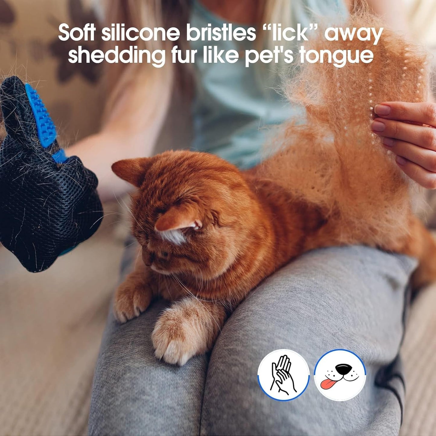 Cat Gloves for Grooming, Hair Removal & Massage - Dog & Cat