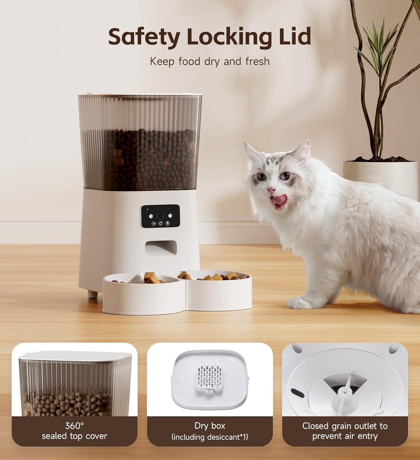 5L Smart Automatic Cat Feeder with Double Bowls & HD Camera – For Cats and Dogs