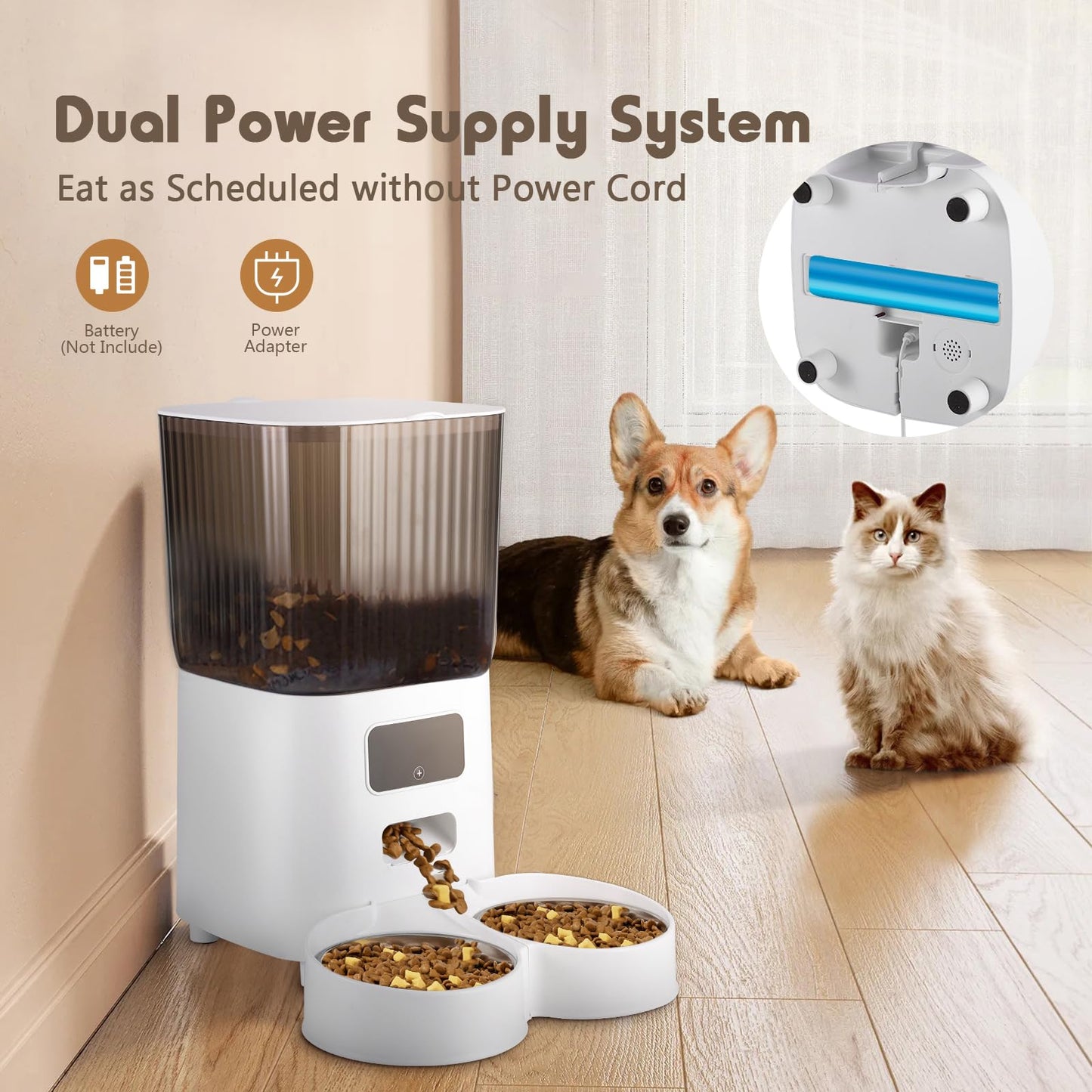 5L Smart Automatic Cat Feeder with Double Bowls & HD Camera – For Cats and Dogs