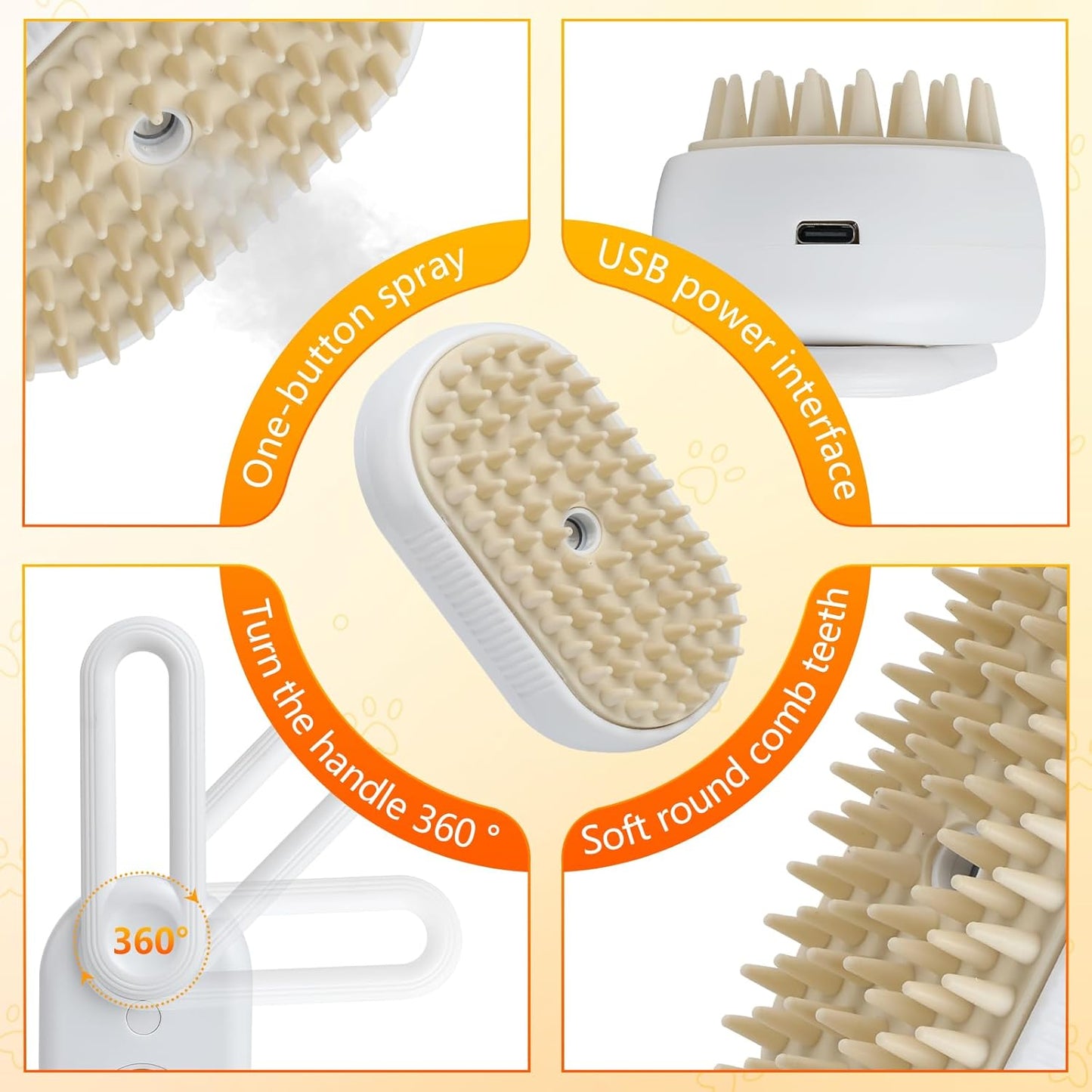 4-in-1 Cat & Dog Steam Grooming Brush – Massage, Cleaning & Combing