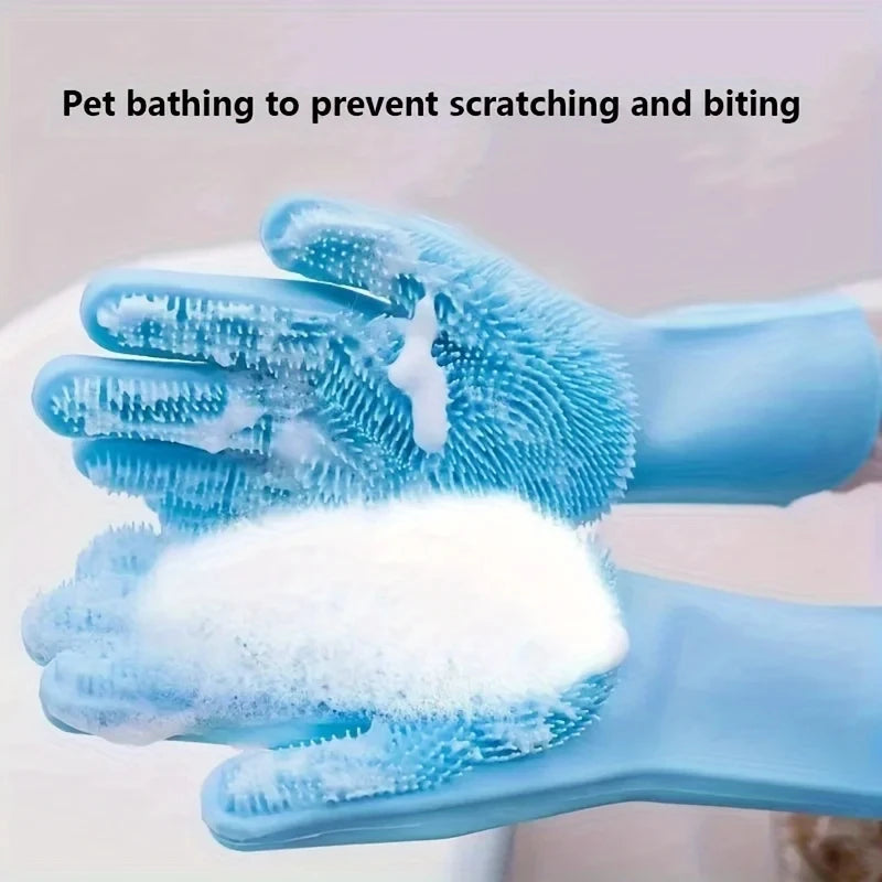 Pet Grooming & Bathing Silicone Glove for Dogs & Cats