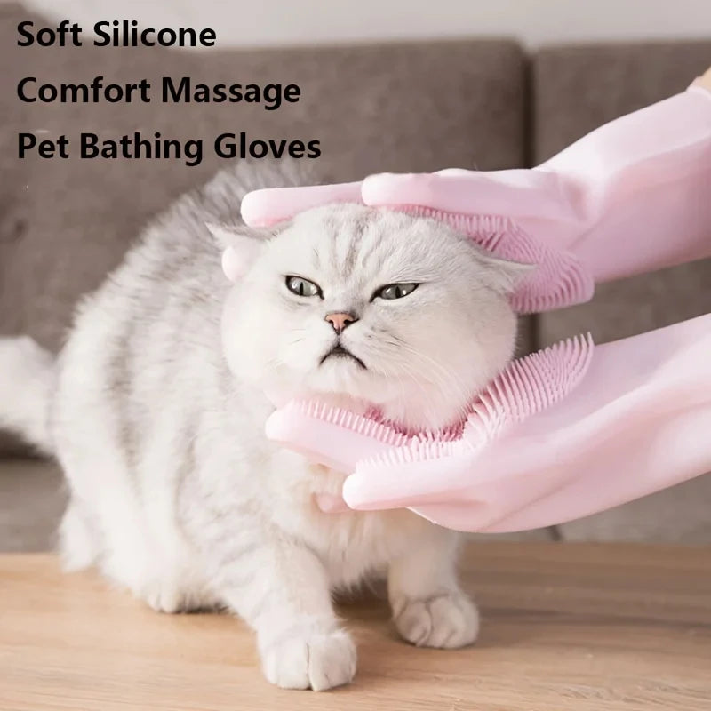 Pet Grooming & Bathing Silicone Glove for Dogs & Cats