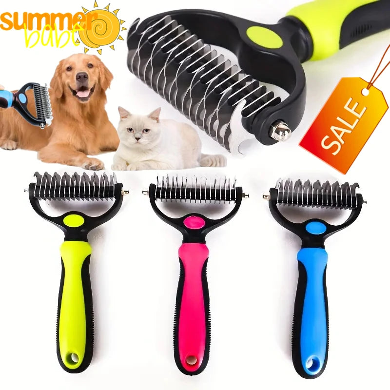 Pet Deshedding Brush & Knot Remover for Dogs & Cats