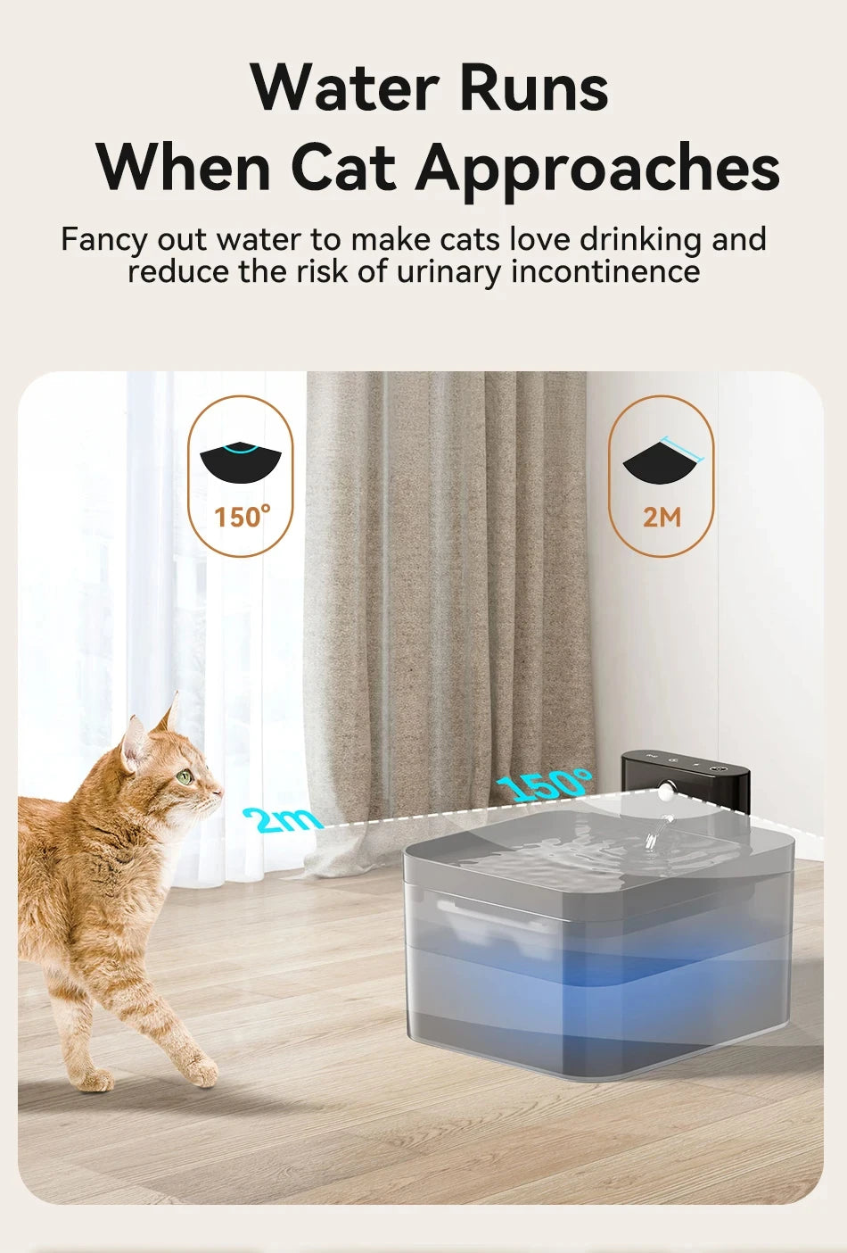 Wireless 2.2L Pet Water Fountain – Infrared Sensor & Ultra Quiet