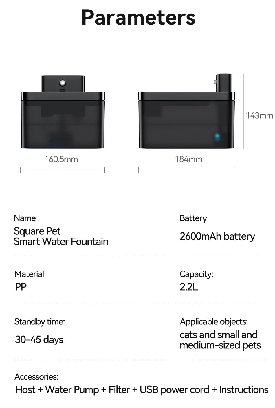 Wireless 2.2L Pet Water Fountain – Infrared Sensor & Ultra Quiet