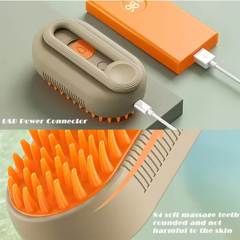 4-in-1 Cat & Dog Steam Grooming Brush – Massage, Cleaning & Combing