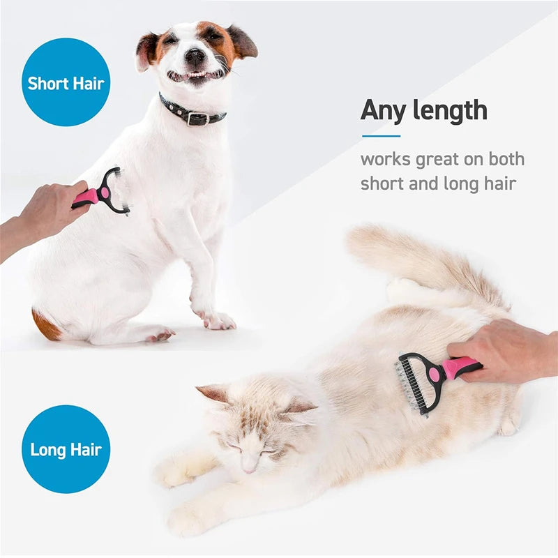 Pet Deshedding Brush & Knot Remover for Dogs & Cats