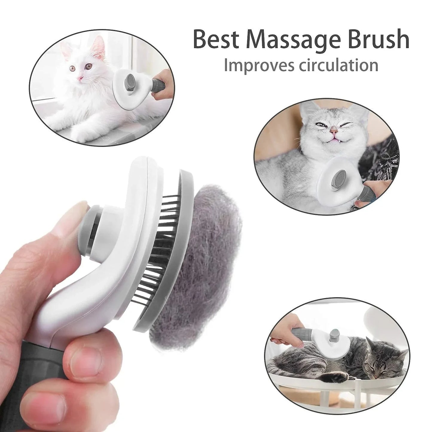 Self-Cleaning Pet Hair Remover Brush for Dogs & Cats