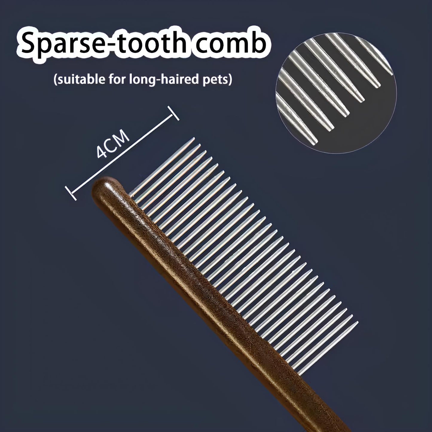 Pet Comb for Long-Haired Cats & Dogs – Detangling Brush