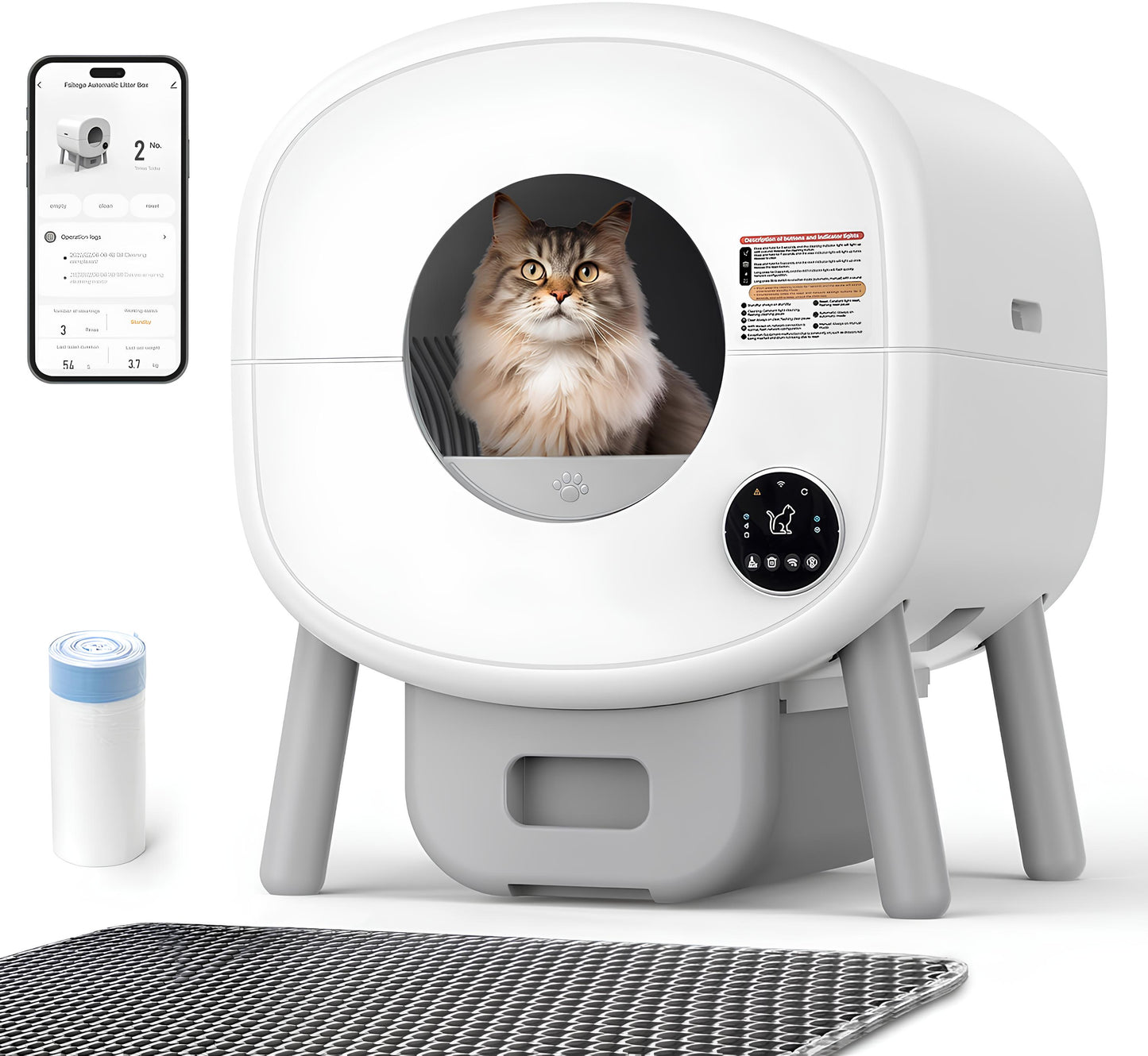Self Cleaning Litter Box for Large Cats – Smart Automatic Cat Litter Box with App Control, XL 85L