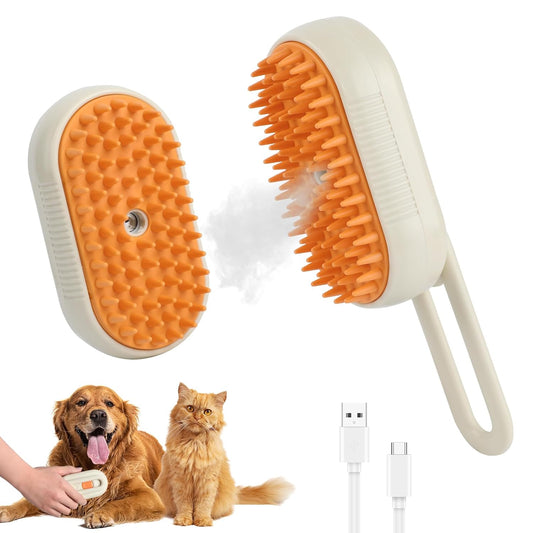 4-in-1 Cat & Dog Steam Grooming Brush – Massage, Cleaning & Combing