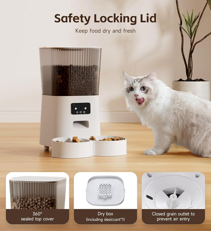 5L Smart Automatic Cat Feeder with Double Bowls & HD Camera – For Cats and Dogs