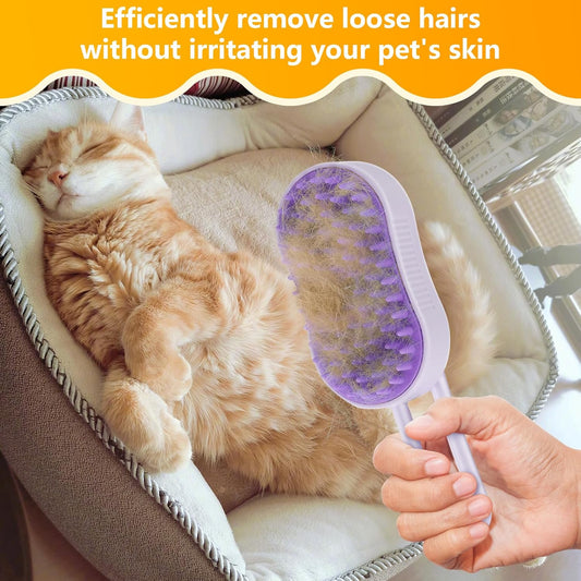 4-in-1 Cat & Dog Steam Grooming Brush – Massage, Cleaning & Combing