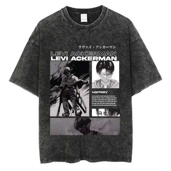 Attack on Titan Levi Ackerman Black t-shirt with fierce graphic design, 100% cotton, unisex fit