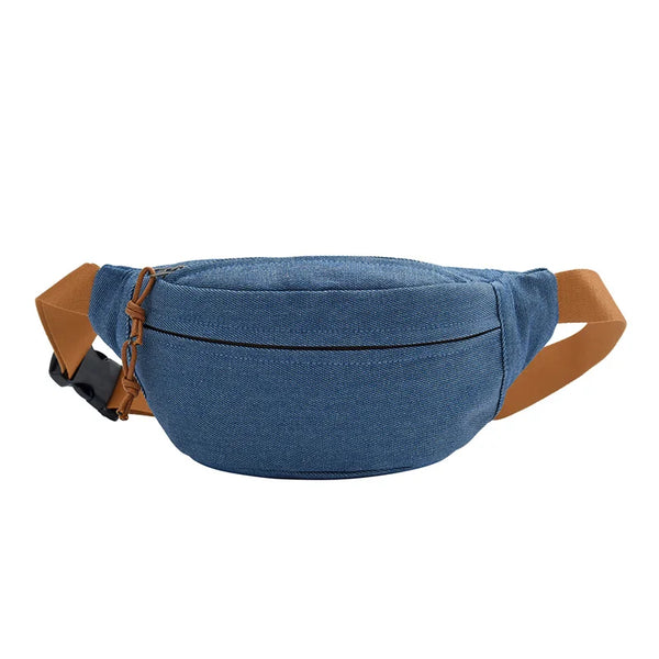 Solid Color Chest Bag: Unisex Denim Waist Bag Crossbody Fanny Pack