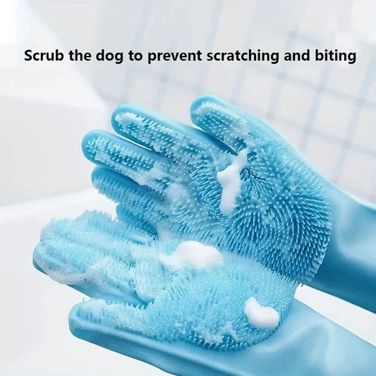 Pet Grooming & Bathing Silicone Glove for Dogs & Cats