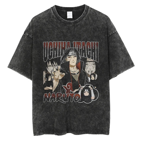 Naruto Itachi Eternal Mangekyo Oversized Vintage T-Shirt