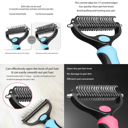 Pet Deshedding Brush & Knot Remover for Dogs & Cats