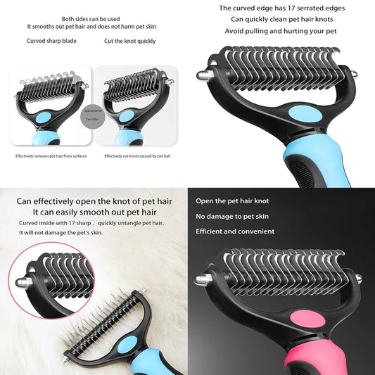 Pet Deshedding Brush & Knot Remover for Dogs & Cats