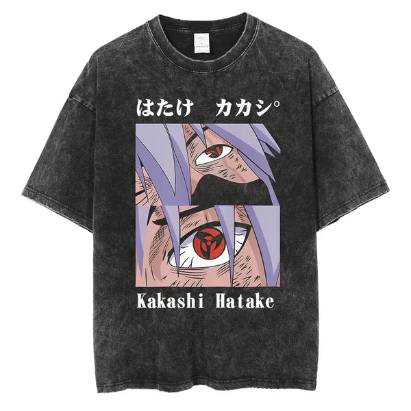 Naruto Hatake Kakashi Hidden Leaf Legend Oversized Vintage T-Shirt