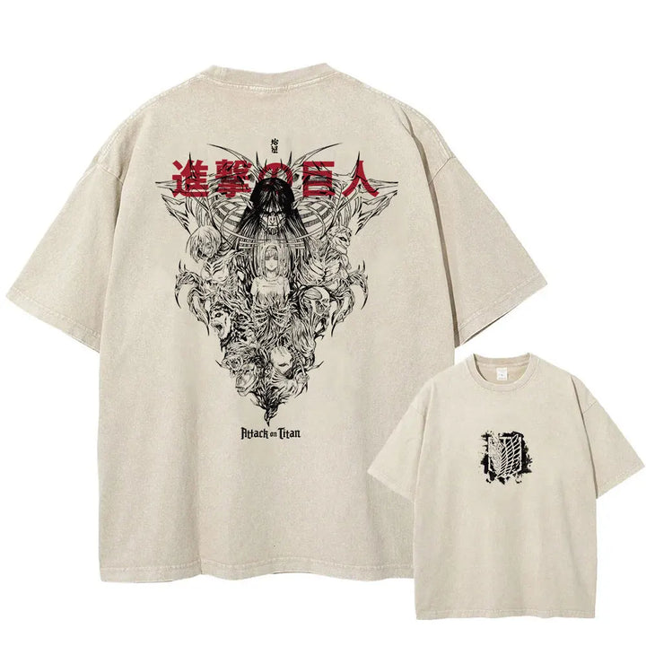 Eren Titan King graphic t-shirt from Attack on Titan, oversized fit, vintage style, 100% cotton.