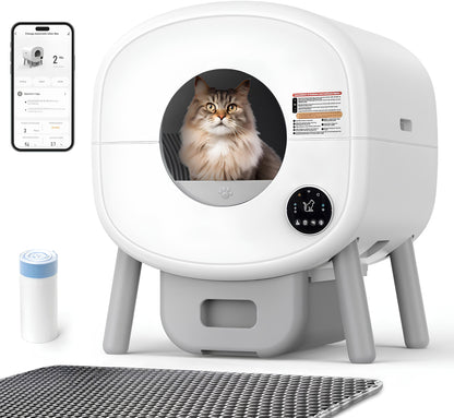 Self Cleaning Litter Box for Large Cats – Smart Automatic Cat Litter Box with App Control, XL 85L